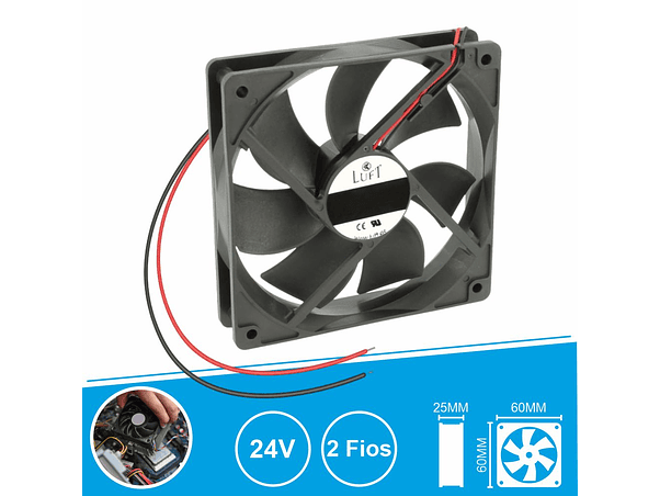 VENTOINHA 24V 60X60X25MM 2 FIOS KLD024PP060CSWS LUFT 1