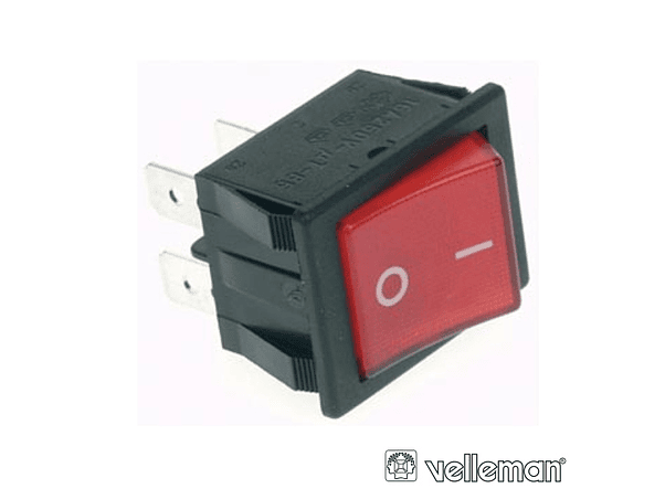 INTERRUPTOR BASCULANTE COM LUZ 10A-250V DPST ON-OFF VELLEMAN 1