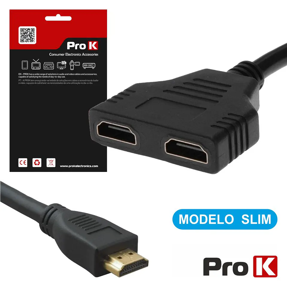 ADAPTADOR HDMI 1 ENTRADA 2 SAÍDAS SLIM  PROK 1