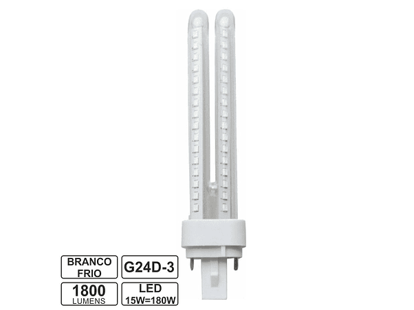 LÂMPADA G24 15W=180W 230V LED 6400K 1800LM 1