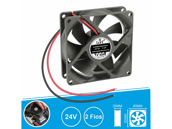 VENTOINHA 24V 80X80X25MM 2 FIOS KLD024PP080CSWH LUFT 1