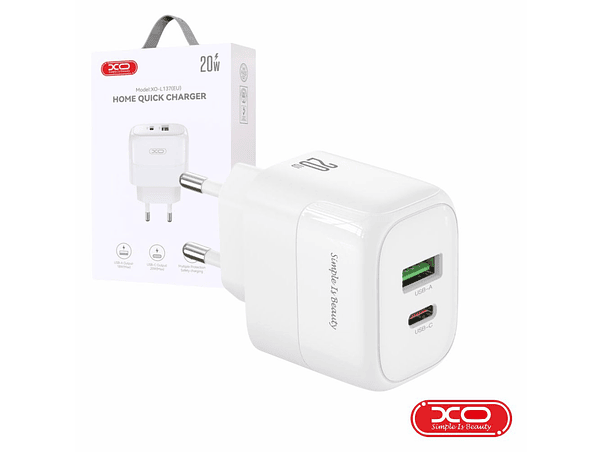 ALIMENTADOR USB-A 18W 2.4A / USB-C PD 20W GAN XO 1