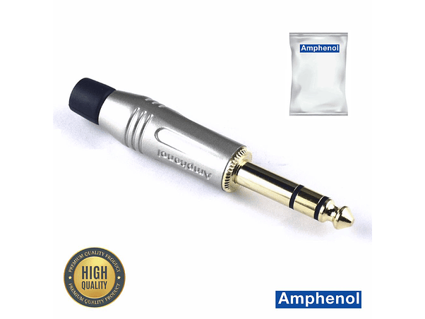 FICHA JACK 6.35MM MACHO STEREO DOURADA AMPHENOL 1