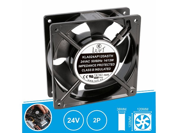 VENTOINHA 24V 120X120X38MM 2 PINOS KLA024AP120ASTH LUFT 1