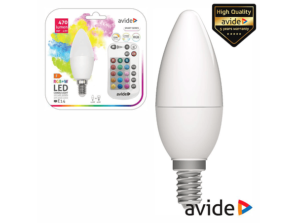 LÂMPADA E14 DIMÁVEL 4.9W LED GLOBO RGB+W 2700K 470LM AVIDE 1