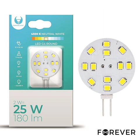 LÂMPADA G4 2W 12V REDONDA 4500K 180LM