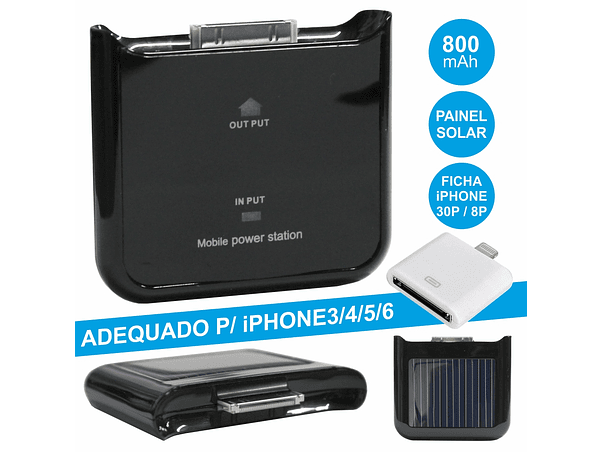 POWERBANK 800MA COM PAINEL SOLAR PARA IPHONE3/4/5/6 1