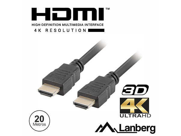 CABO HDMI DOURADO MACHO / MACHO 2.0 4K 20M LANBERG 1