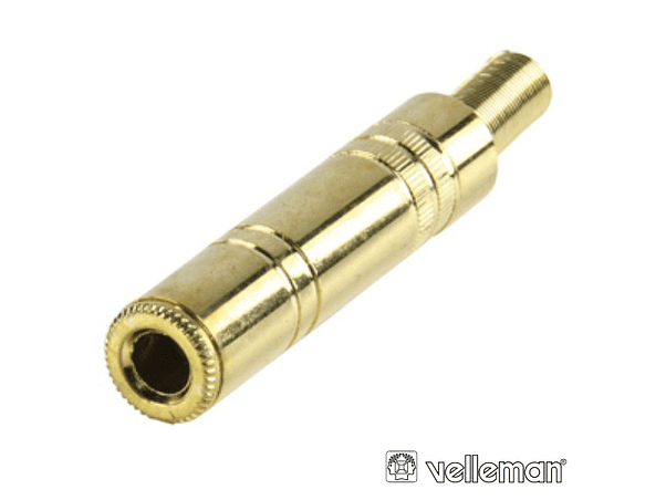 FICHA JACK 6.35MM FÊMEA ST DOURADA COM GUARDA CABO 1