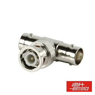 FICHA ADAPTADORA BNC MACHO / 2X FÊMEA NIQUELADA