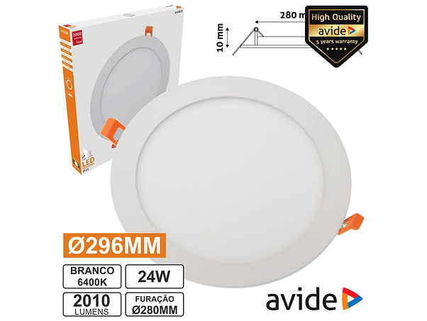 PAINEL LEDS REDONDO 24W 296MM 4000K 2000LM AVIDE 1