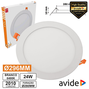 PAINEL LEDS REDONDO 24W 296MM 4000K 2000LM AVIDE