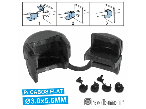 PASSA CABOS FLAT COM ATÉ 3X5.6MM 1.6MM VELLEMAN 1