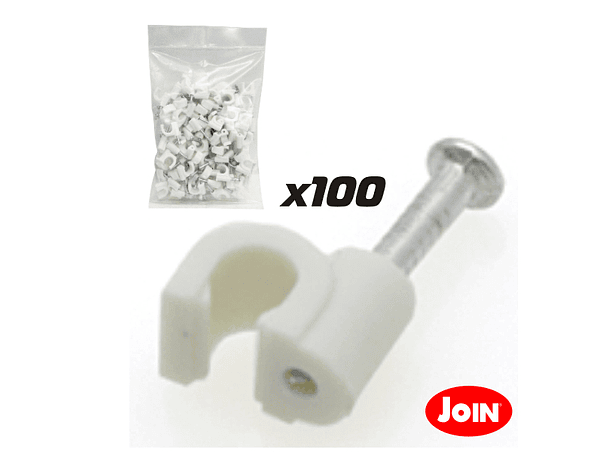 BRAÇADEIRA DE PAREDE COM PREGO PARA CABO 5/6MM 100X 1