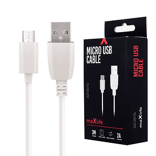 CABO USB-A 2.0 2A MACHO / MICRO USB-B BRANCO 3M