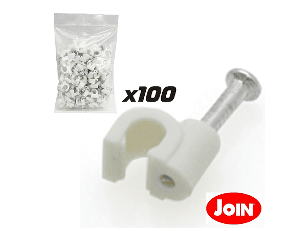 BRAÇADEIRA DE PAREDE COM PREGO PARA CABO 6/7MM 100X 1