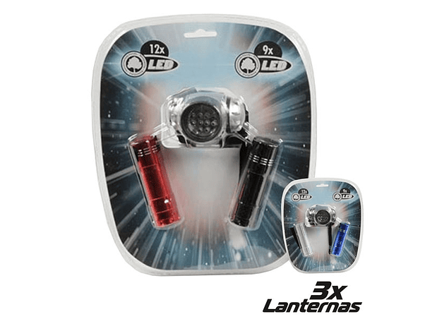 CONJUNTO 3 LANTERNAS 2 X 9 LEDS + 1 X 12 LEDS 1