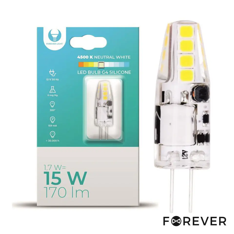 LÂMPADA G4 1.7W 12V SILICONE 4500K 170LM 1