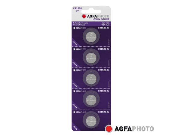 PILHA LÍTIO BOTÃO CR1620 3V 5X BLISTER AGFAPHOTO 1