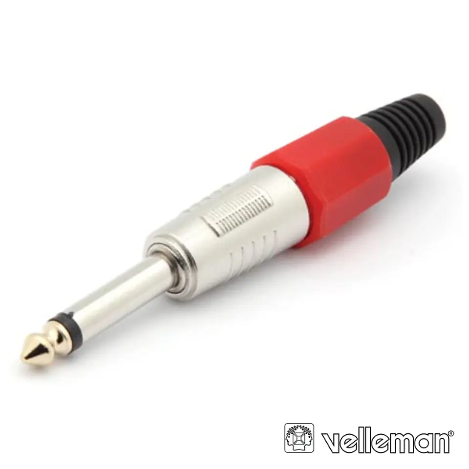 FICHA JACK 6.35MM MACHO MN VERMELHA PROFISSIONAL VELLEMAN 1