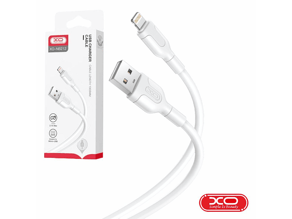 CABO USB-A 2.0 MACHO / LIGHTNING 2.1A BRANCO 1M XO 1
