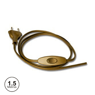 CABO DE ALIMENTAÇÃO COM INTERRUPTOR 1.5M DOURADO