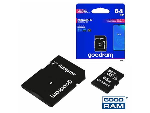 CARTÃO MEMÓRIA MICRO SD 64GB UHS-I ADAPTADOR GOODRAM 1
