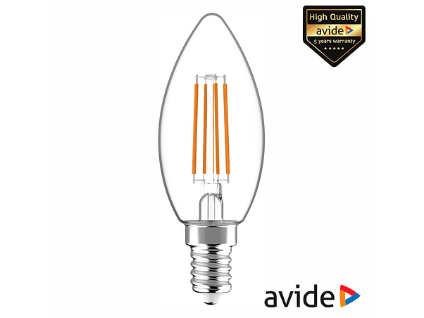 LÂMPADA LED E14 VELA FILAMENTO 4.5W 230V 4000K 470LM AVIDE 1