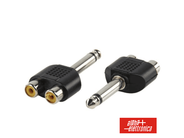 FICHA ADAPTADORA JACK 6.35MM MACHO MN / 2 RCA FÊMEA 1