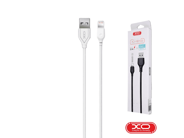 CABO USB-A 2.0 MACHO / LIGHTNING 8P 2.1A 2M BRANCO XO 1