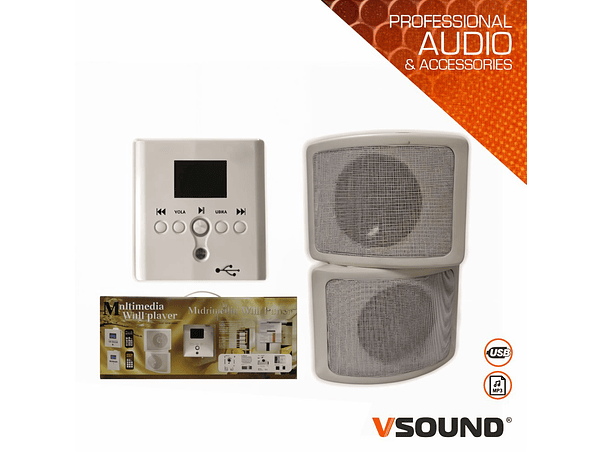 PACK AMPLIFICADOR MP3 COM 2 COLUNAS VSOUND 1