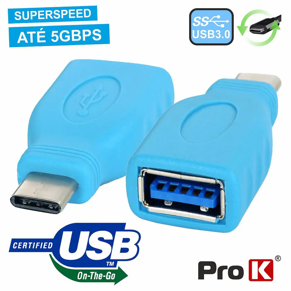 FICHA ADAPTADORA USB-C 3.0 MACHO / USB-A FÊMEA OTG 1