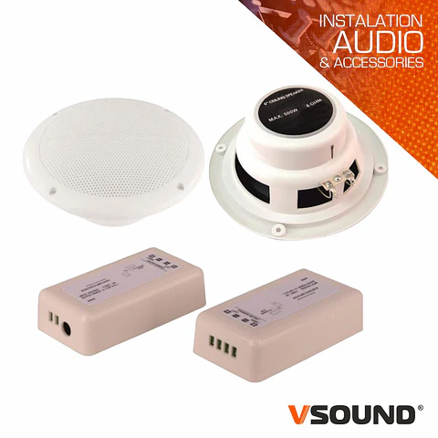 KIT AMPLIFICADOR 30W BLUETOOTH COM2 COLUNAS E CABOS VSOUND