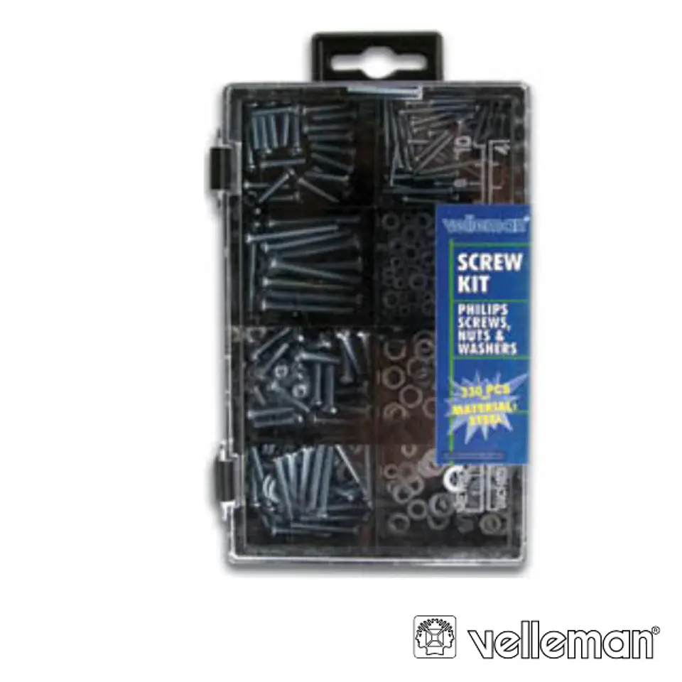KIT COM PARAFUSOS (M2,M3,M4) E ANILHAS 300 PEÇAS VELLEMAN 1