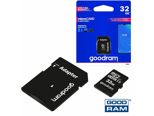 CARTÃO MEMÓRIA MICRO SD 32GB CLASS10 ADAPTADOR GOODRAM 1