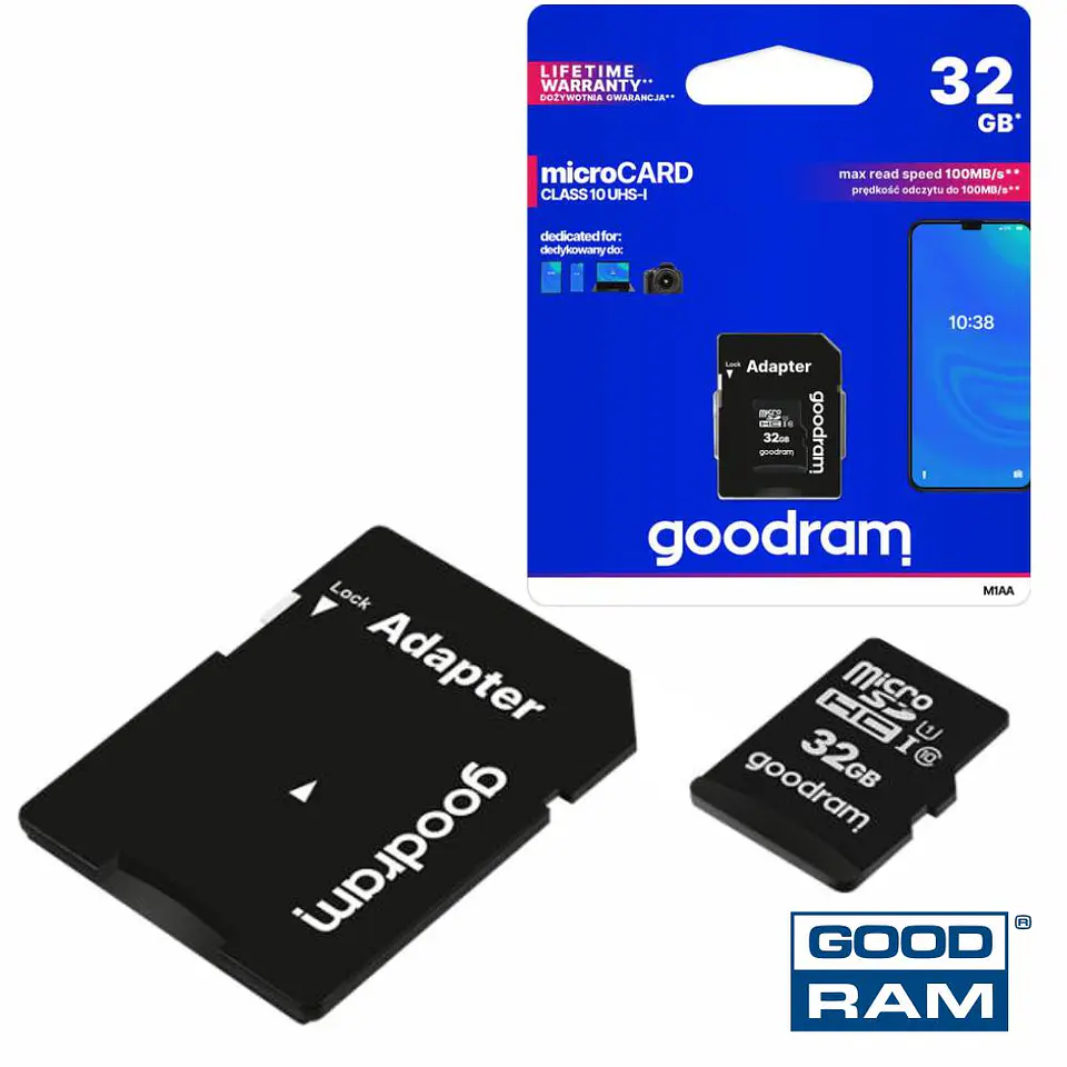 CARTÃO MEMÓRIA MICRO SD 32GB CLASS10 ADAPTADOR GOODRAM 1