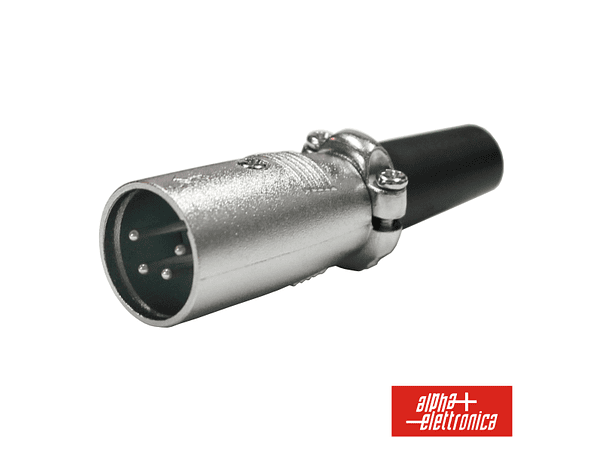 FICHA XLR 4P MACHO NIQUELADA PROTEÇÃO BLOQUEIO 1