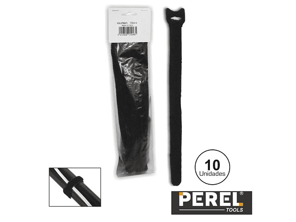 BRAÇADEIRA VELCRO PRETA 300MM 10X PEREL 1