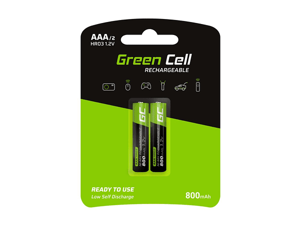 PILHA RECARREGÁVEL AAA 1.2V 800MA 2X BLISTER GREEN CELL 1