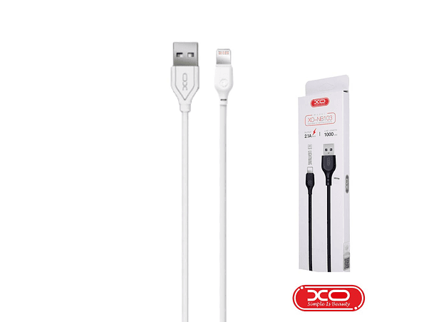 CABO USB-A 2.0 MACHO / LIGHTNING 8P 2.1A 1M BRANCO XO 1