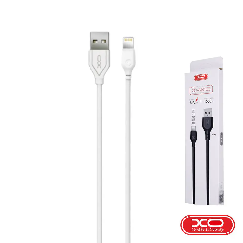 CABO USB-A 2.0 MACHO / LIGHTNING 8P 2.1A 1M BRANCO XO 1