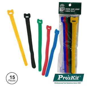BRAÇADEIRA VELCRO MULTICOR 200MM 15X PROSKIT
