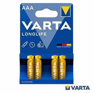 PILHA ALCALINA LR03/AAA 1.5V 4X LONGLIFE VARTA