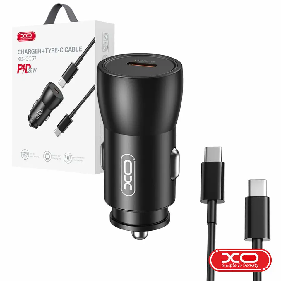 ADAPTADOR ISQUEIRO USB-C PD 25W COM CABO USB-C 1M XO 1