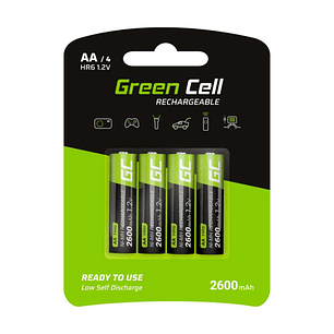 PILHA RECARREGÁVEL AA 1.2V 2600MA 4X BLISTER GREEN CELL