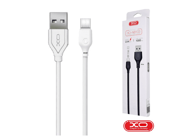 CABO USB-A 2.0 MACHO / USB-C 2.1A 1M BRANCO XO 1