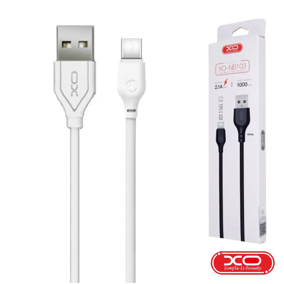 CABO USB-A 2.0 MACHO / USB-C 2.1A 1M BRANCO XO 1