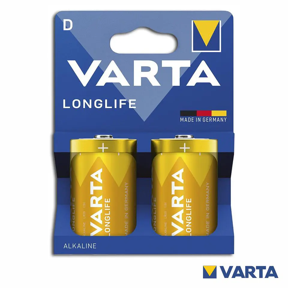 PILHA ALCALINA LR20/D 1.5V 2X  LONGLIFE VARTA 1