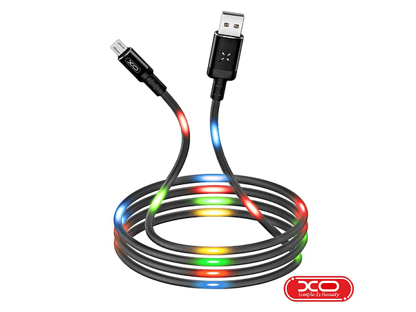 CABO USB-A MICRO USB 2.1A 1M LEDS COLORIDOS XO 1