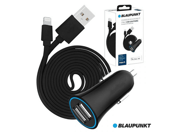 ADAPTADOR FICHA ISQUEIRO 12V/24V 2USB 2.4A E CABO LIGHTNING 1